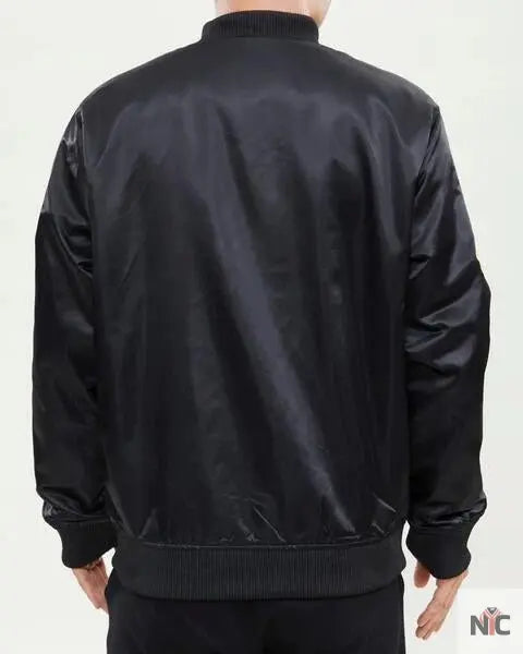 Los Angeles Lakers Wordmark Black Satin Jacket Clanton Jacket