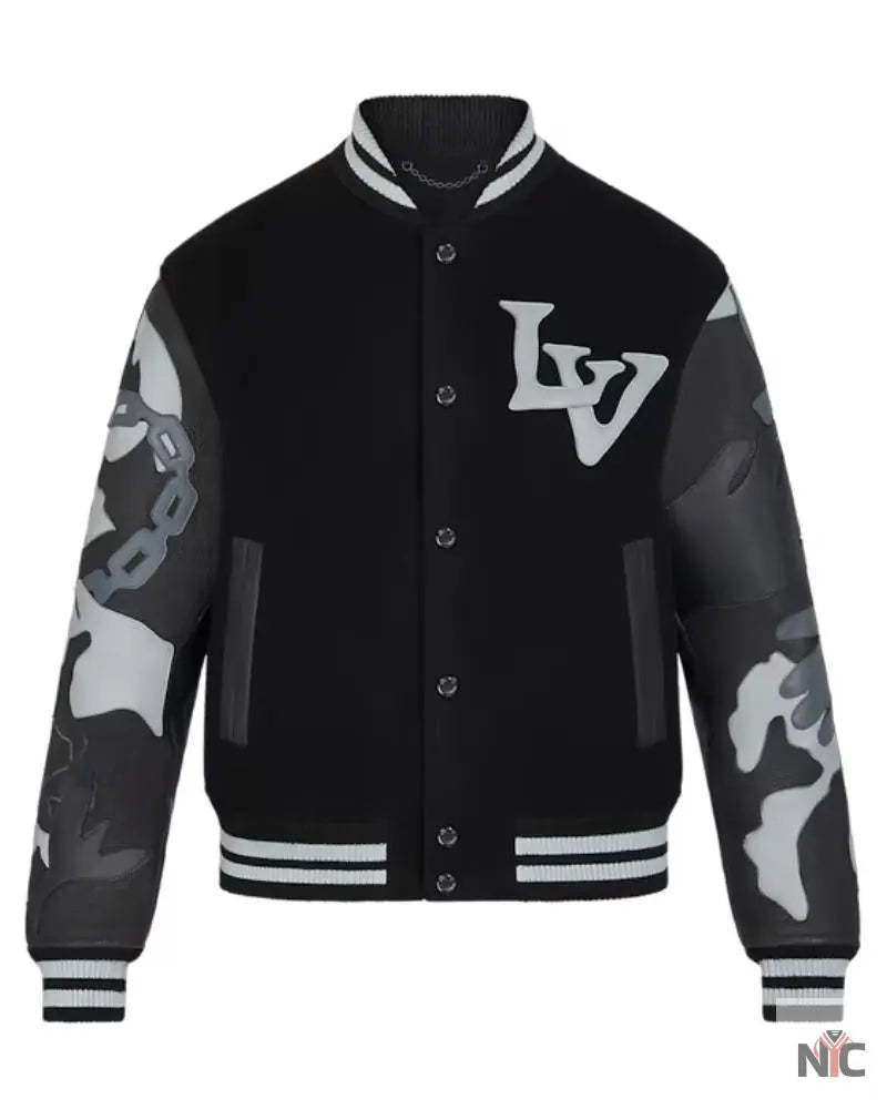 Louis Vuitton Chains Camo Varsity Jacket Clanton Jacket