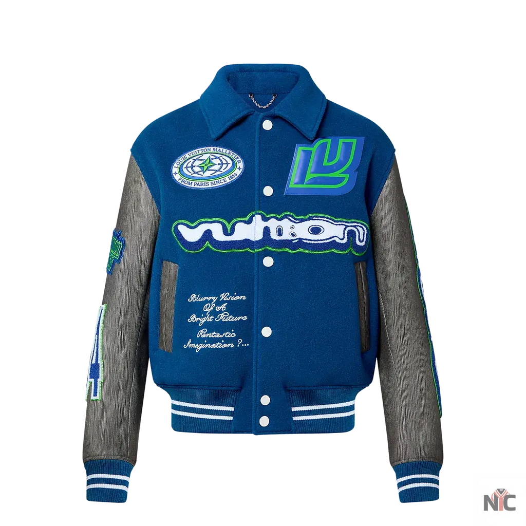 Louis Vuitton Embroidered Blouson Grey And Blue Jacket Clanton Jacket