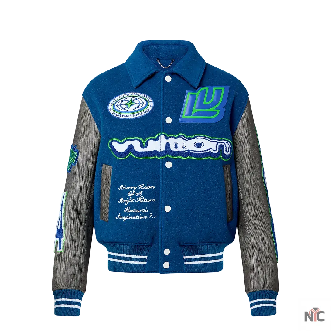 Louis Vuitton Embroidered Blouson Grey And Blue Jacket Clanton Jacket