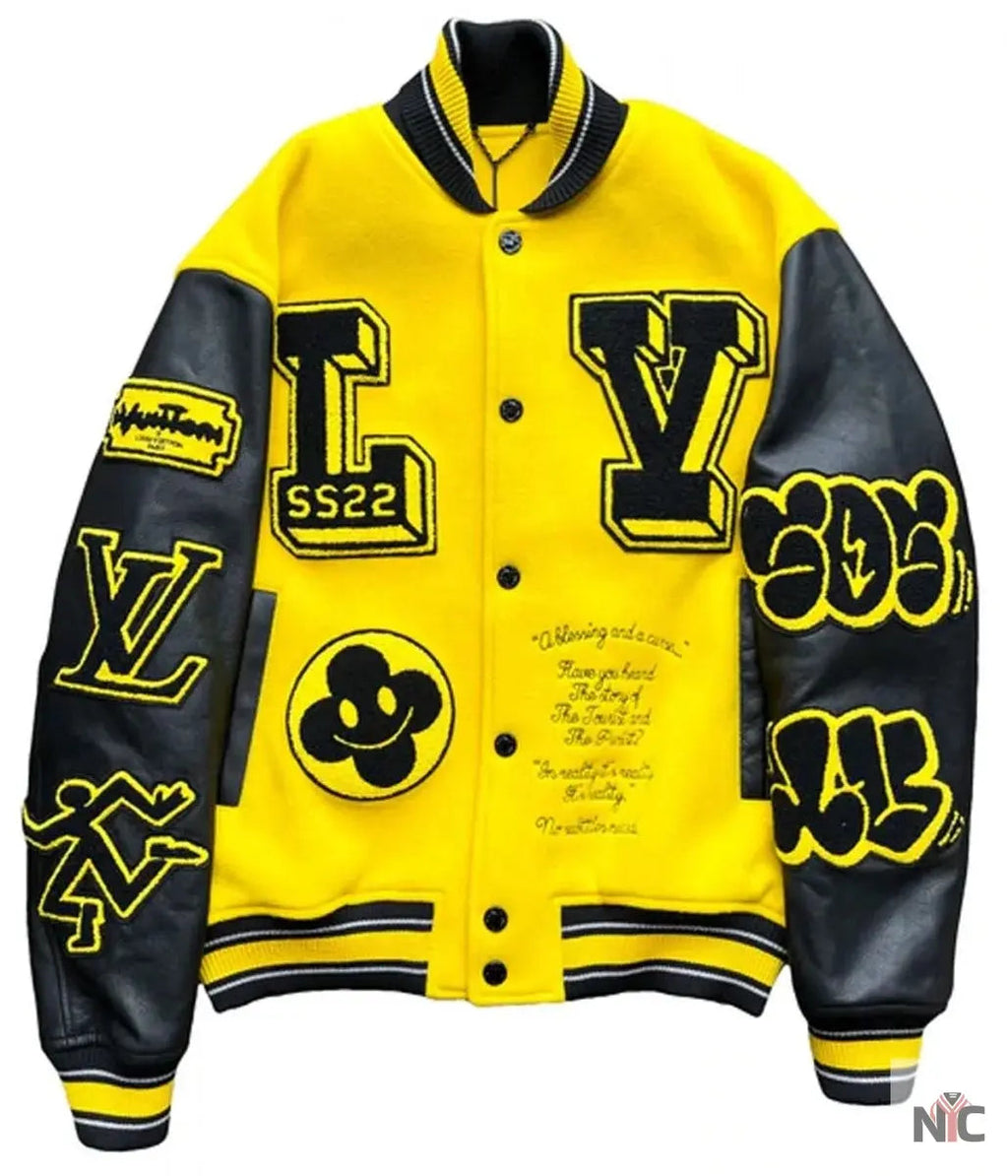 Louis Vuitton Letterman Yellow and Black Varsity Jacket Clanton Jacket