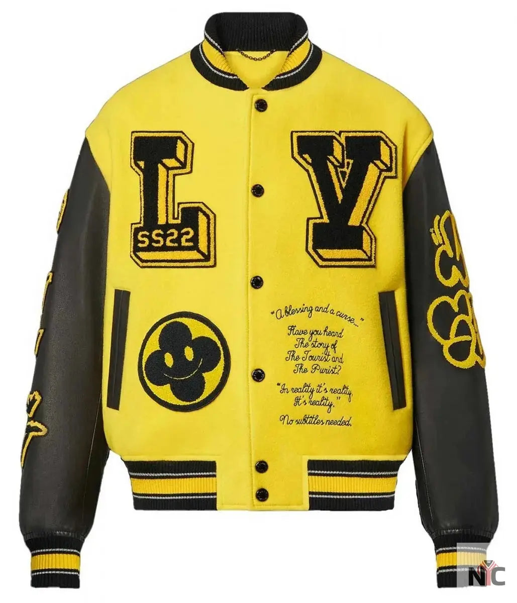 Louis Vuitton Letterman Yellow and Black Varsity Jacket Clanton Jacket