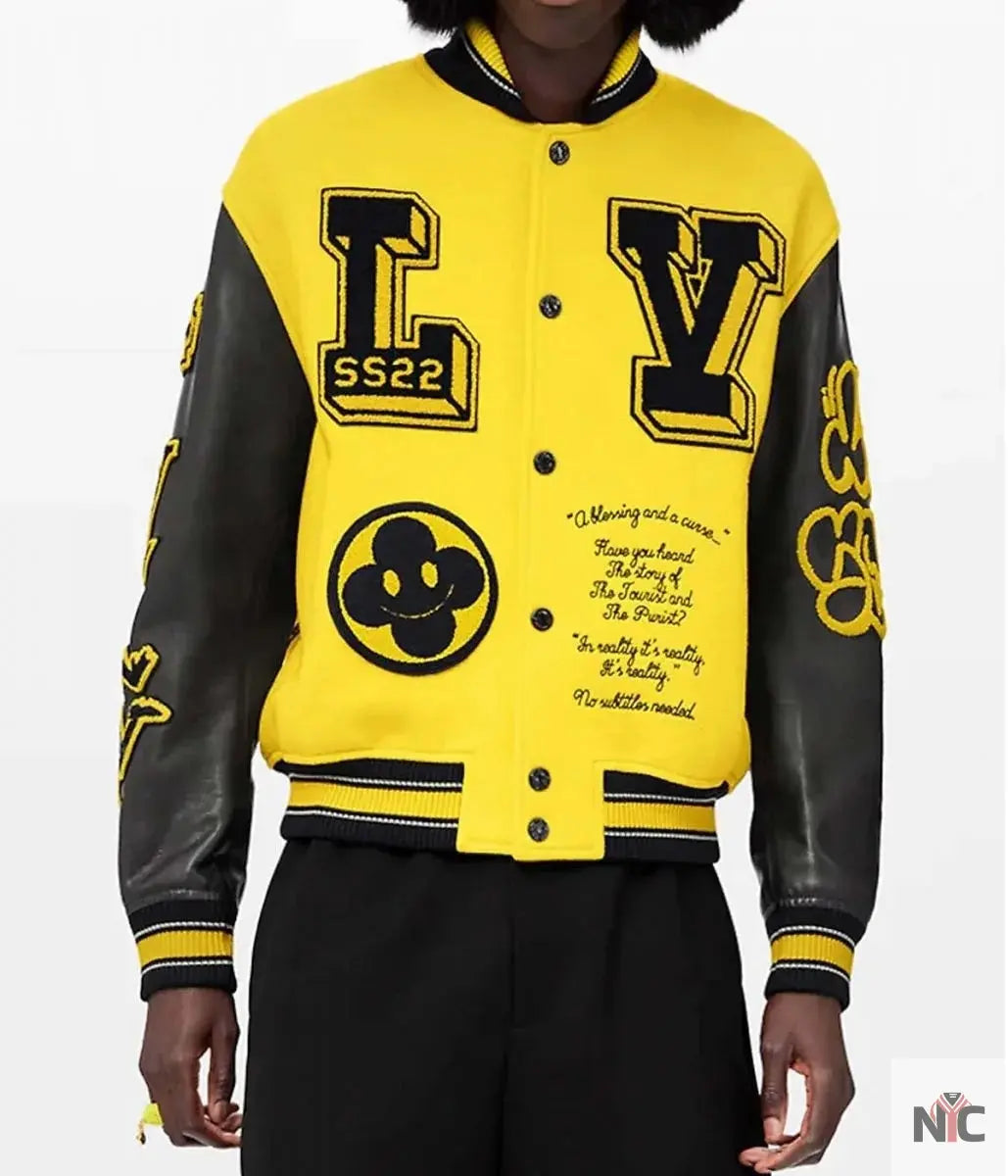 Louis Vuitton Letterman Yellow and Black Varsity Jacket Clanton Jacket
