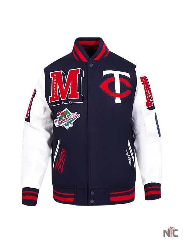 MLB Minnesota Twins Blue Varsity Bomber Jacket Clanton Jacket