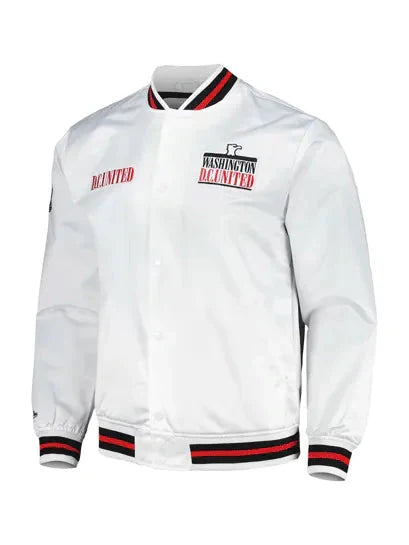 MLS 2025 D.C. United White Satin Varsity Jacket Clanton Jacket