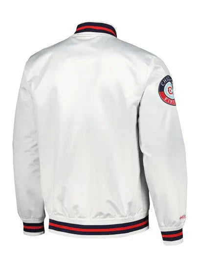 MLS Chicago Fire FC White Satin Jacket Clanton Jacket