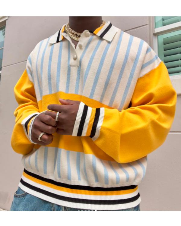 House Of Payne S14 Larramie Doc Shaw Knitted Stripe Polo Shirt