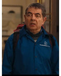 Man vs Baby 2025 Rowan Atkinson Housesitters Deluxe Blue Jacket