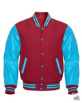 Maroon And Blue Varsity Letterman Jacket Clanton Jacket