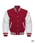 Maroon And White Varsity Letterman Jacket Clanton Jacket
