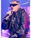 Marracash Rome Concert Black Leather Jacket