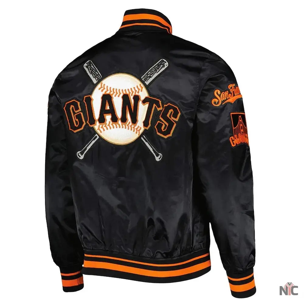 Mash Up SF Giants Black Satin Jacket Clanton Jacket