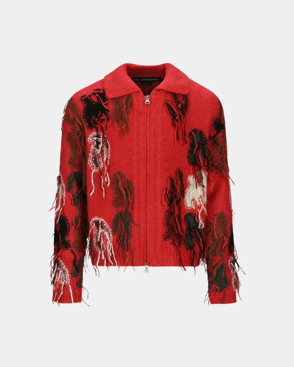 Sistas S09 Brian Jordan Jr. Red Intarisa Zip-Up Cardigan