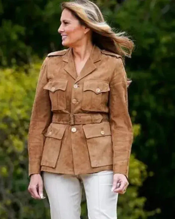 Melania Trump Brown Suede Belted Jacket