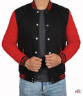 Men Baseball Red and Black Varsity Jacket Clanton Jacket