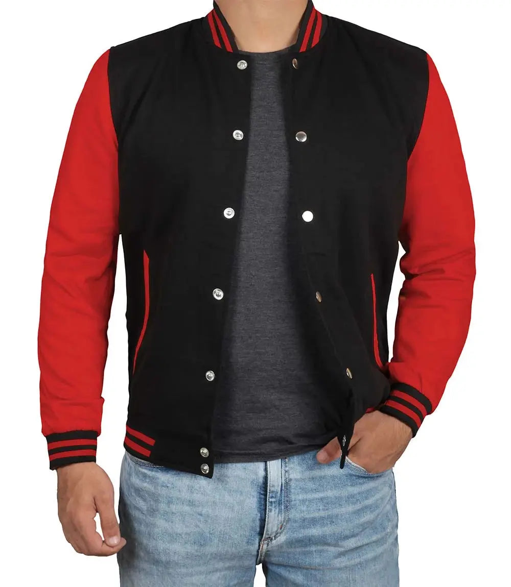Men Baseball Red and Black Varsity Jacket Clanton Jacket
