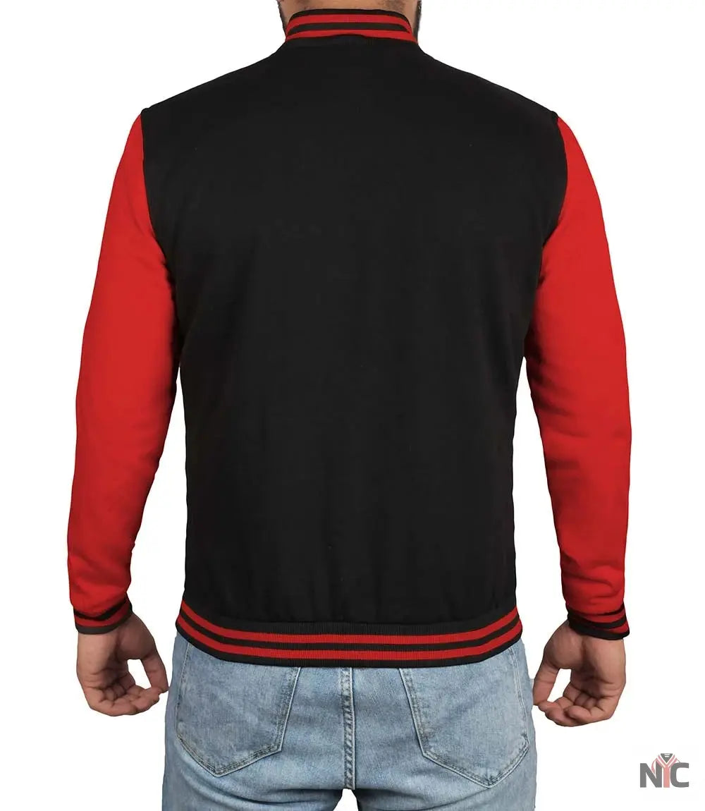Men Baseball Red and Black Varsity Jacket Clanton Jacket