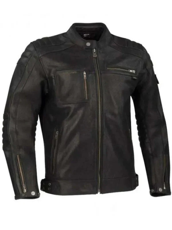 Men Quilted Black Moto Real Leather Jacket Shopotiny