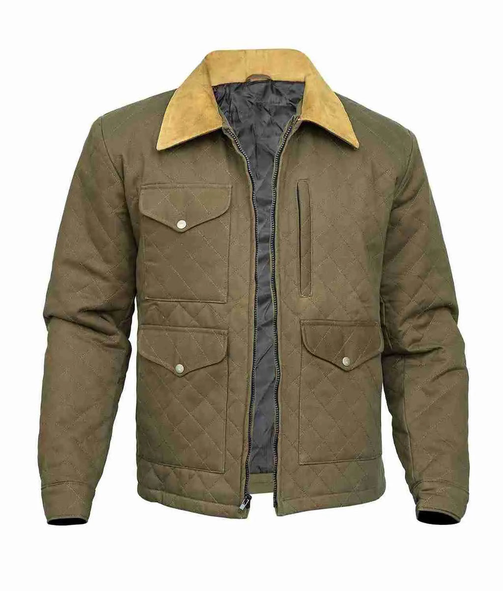 Men Quilted Brown Jacket
