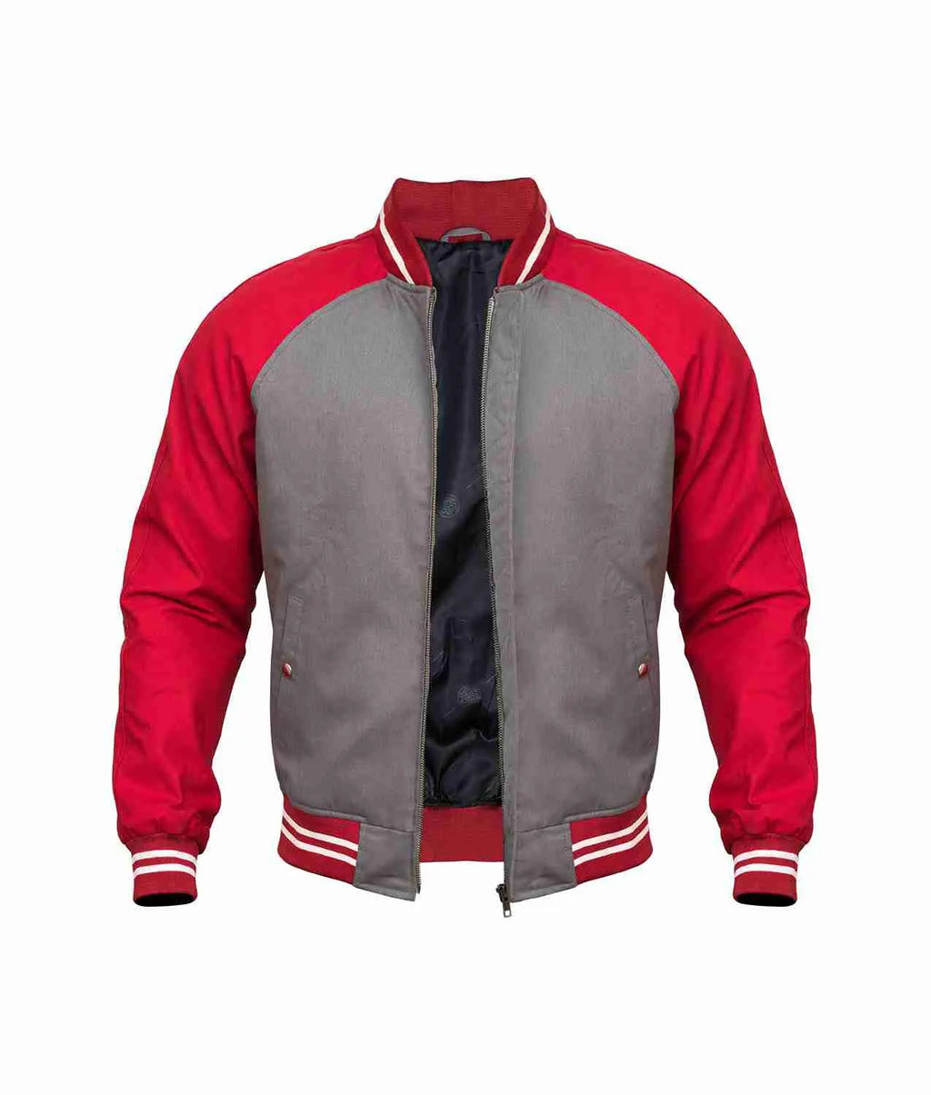 Men Red And Grey Varsity Jacket