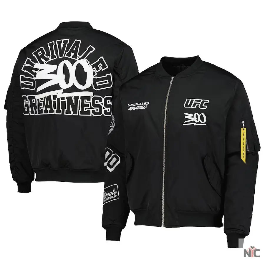 Men’s Black UFC 300 Full-Zip Bomber Jacket Clanton Jacket