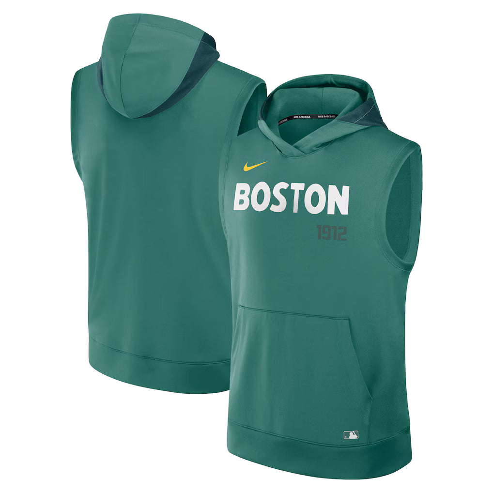 Men’s Boston Red Sox Nike Green Sleeveless Pullover Hoodie Clanton Jacket