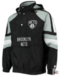 Men’s Brooklyn Nets Starter Black/Gray The Pro II Half-Zip Jacket Clanton Jacket