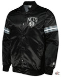 Men’s Brooklyn Nets Starter Black Pick & Roll Satin Full-Snap Varsity Jacket Clanton Jacket