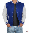 Men's Grey and Royal Blue Varsity Jacket - Letterman Style Clanton Jacket