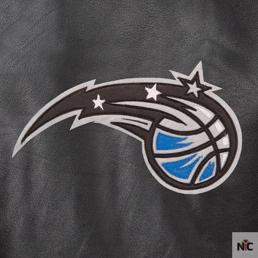 Men’s JH Design Black Orlando Magic Leather Jacket Clanton Jacket