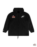 Men’s Mitchell & Ness Black Philadelphia Eagles Super Bowl LIX Champions Full-Snap Hoodie Windbreaker Jacket Clanton Jacket