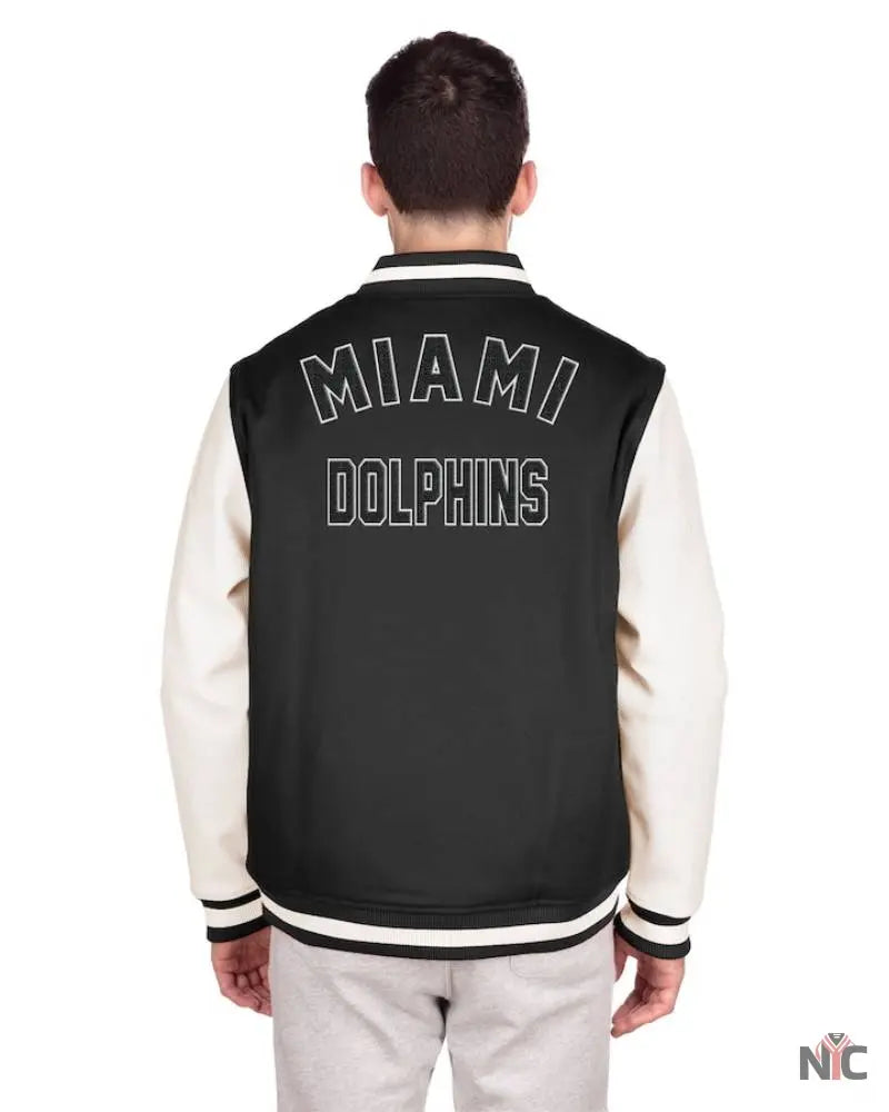 Men’s New Era Black Miami Dolphins Third Down Varsity Full-Snap Jacket Clanton Jacket