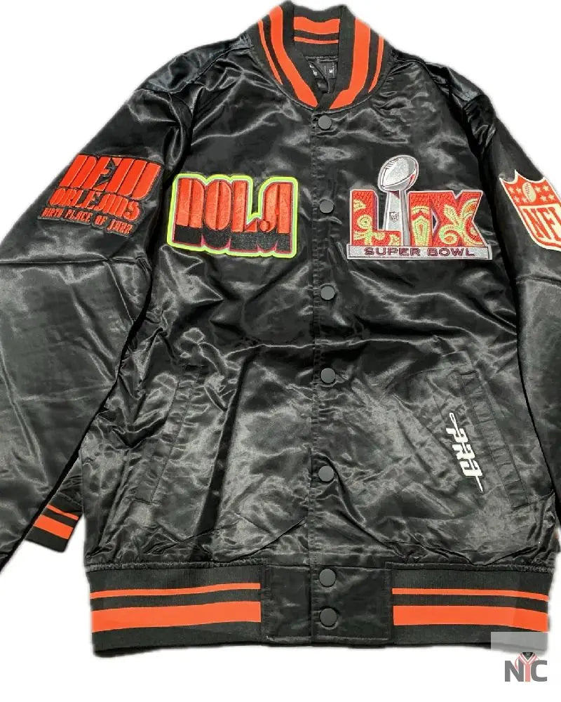 Men’s Pro Standard Black Super Bowl LIX 59 Rib Sublimated Satin Jacket Clanton Jacket