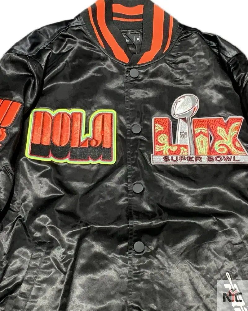 Men’s Pro Standard Black Super Bowl LIX 59 Rib Sublimated Satin Jacket Clanton Jacket