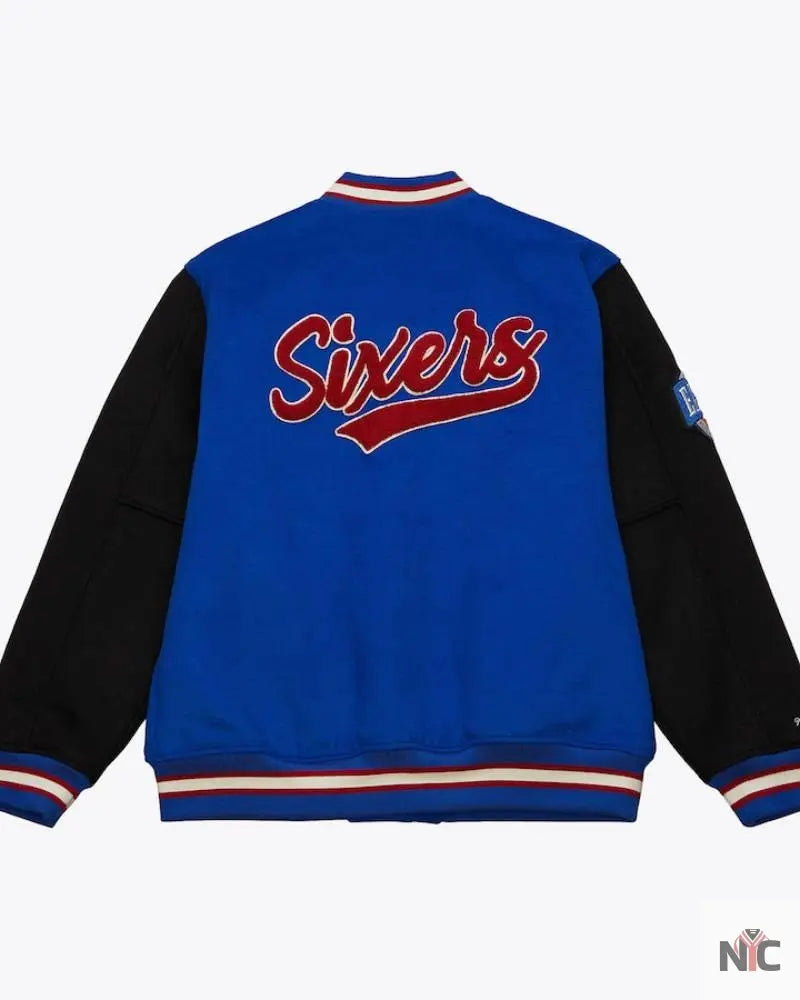 Men’s Royal Philadelphia 76ers Team Legacy Full-Snap Varsity Jacket Clanton Jacket