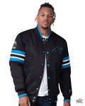 Men’s Starter Black Carolina Panthers Scout Full-Snap Varsity Jacket Clanton Jacket