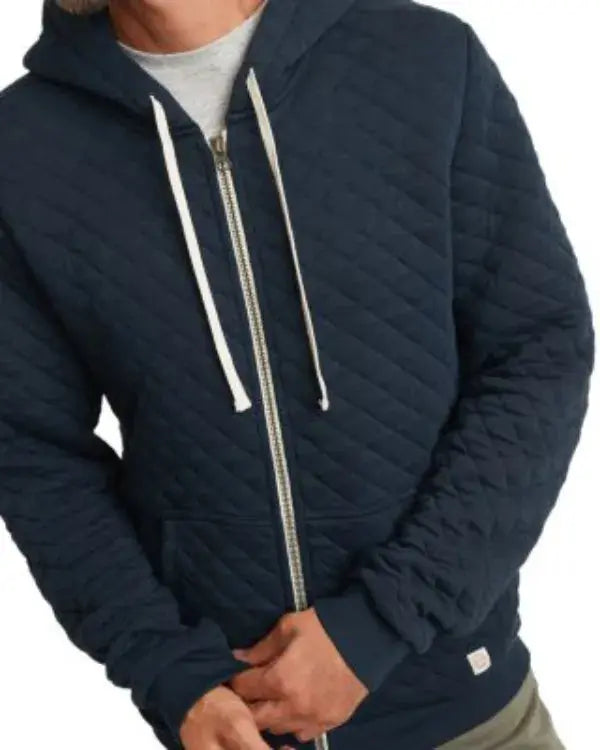 Men’s Corbet Quilted Navy Blue Zip-Up Hoodie