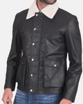 Men’s Flap Pockets Black Leather Jacket Clanton Jacket