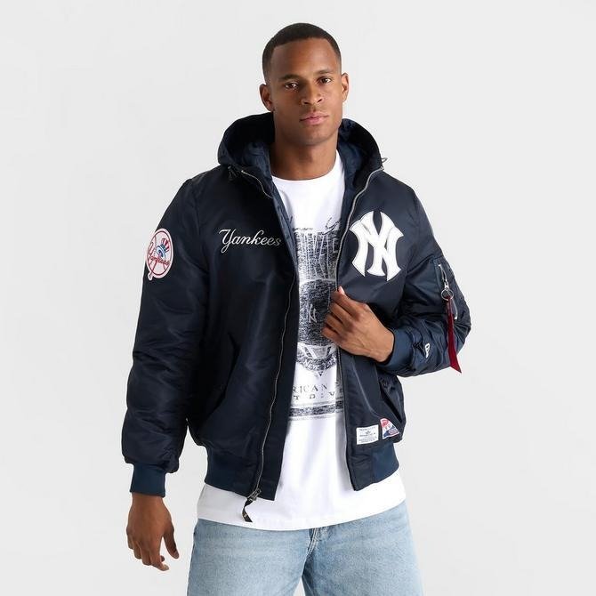 Men's New Era x Alpha Industries New York Yankees MLB Hooded Bomber Jacket Clanton Jacket