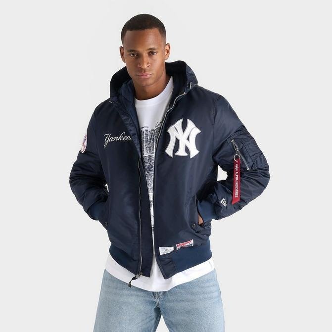 Men's New Era x Alpha Industries New York Yankees MLB Hooded Bomber Jacket Clanton Jacket
