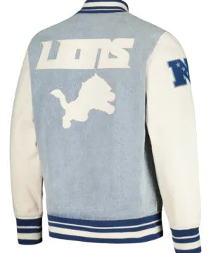 Men’s Pro Standard Denim Detroit Lions Varsity Blues Full-Snap Varsity Jacket