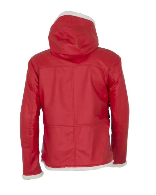 Men’s Festive Red Snow Top Fur Bomber Jacket