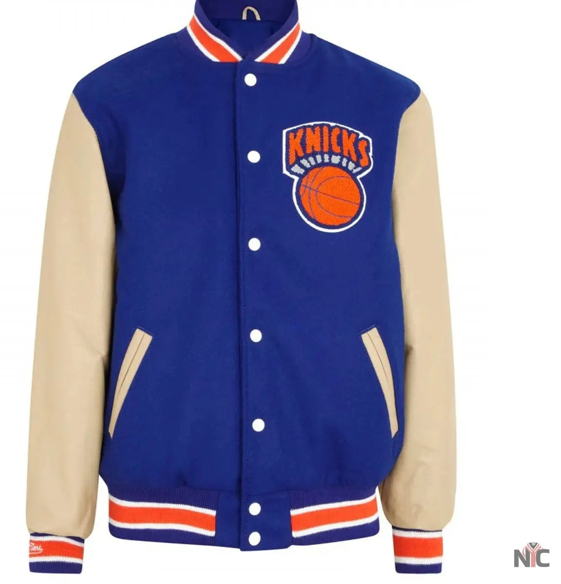 Mens New York Knicks Blue Letterman Jacket Clanton Jacket