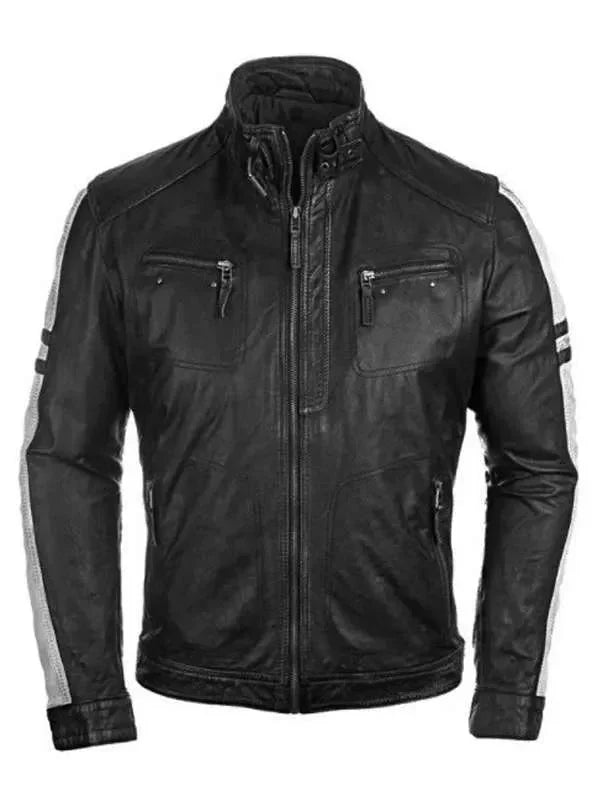 Men Cafe Racer Vintage Style Black Real Leather Jacket Clanton Jacket