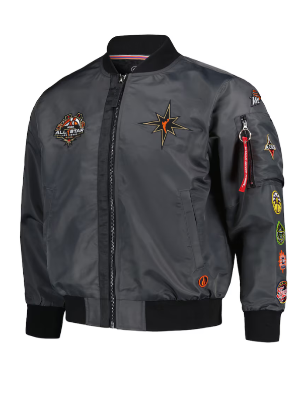 Unisex FISLL Charcoal 2023 WNBA All-Star Game Applique Flight Jacket Shopotiny