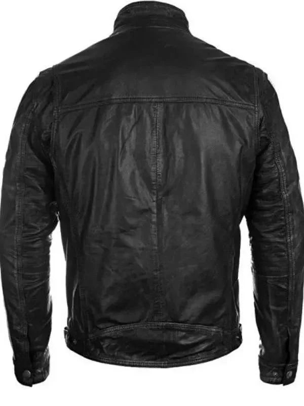 Men Cafe Racer Vintage Style Black Real Leather Jacket Clanton Jacket