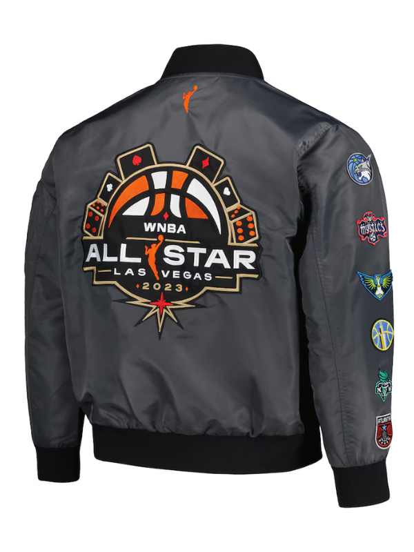 Unisex FISLL Charcoal 2023 WNBA All-Star Game Applique Flight Jacket Shopotiny