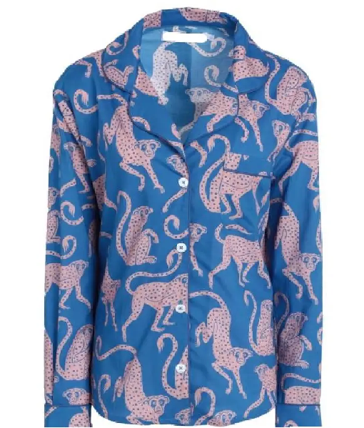 The Roses Olivia Colman Blue Printed Shirt USA Jackets