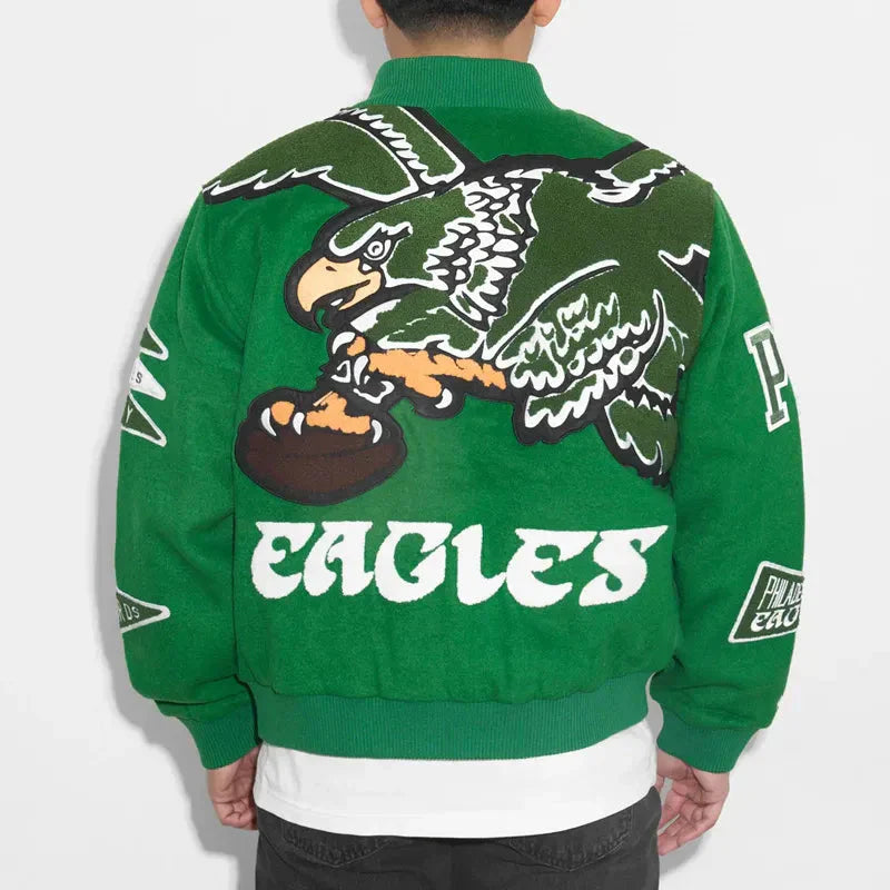 Unisex Kelly Green Varsity Wool Jacket Clanton Jacket
