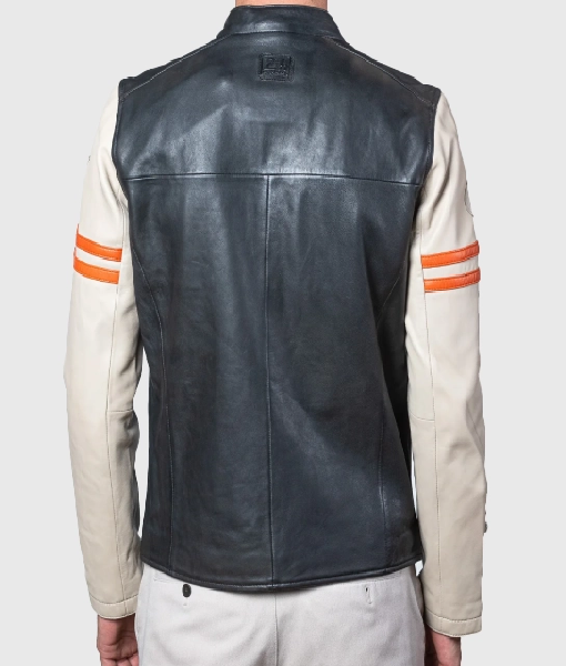 Mans Karl 24h Le Ecru Black Leather Jacket USA Jackets